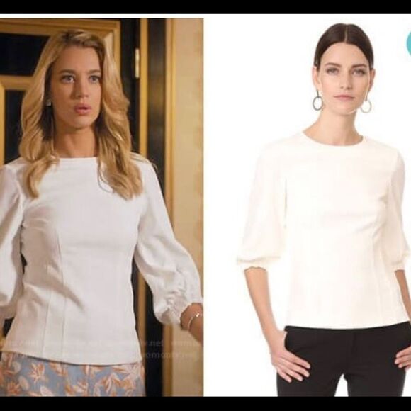 Nwt Tibi Twill Peplum Corset Full Zip Top Blouse Ivory - Picture 3 of 6